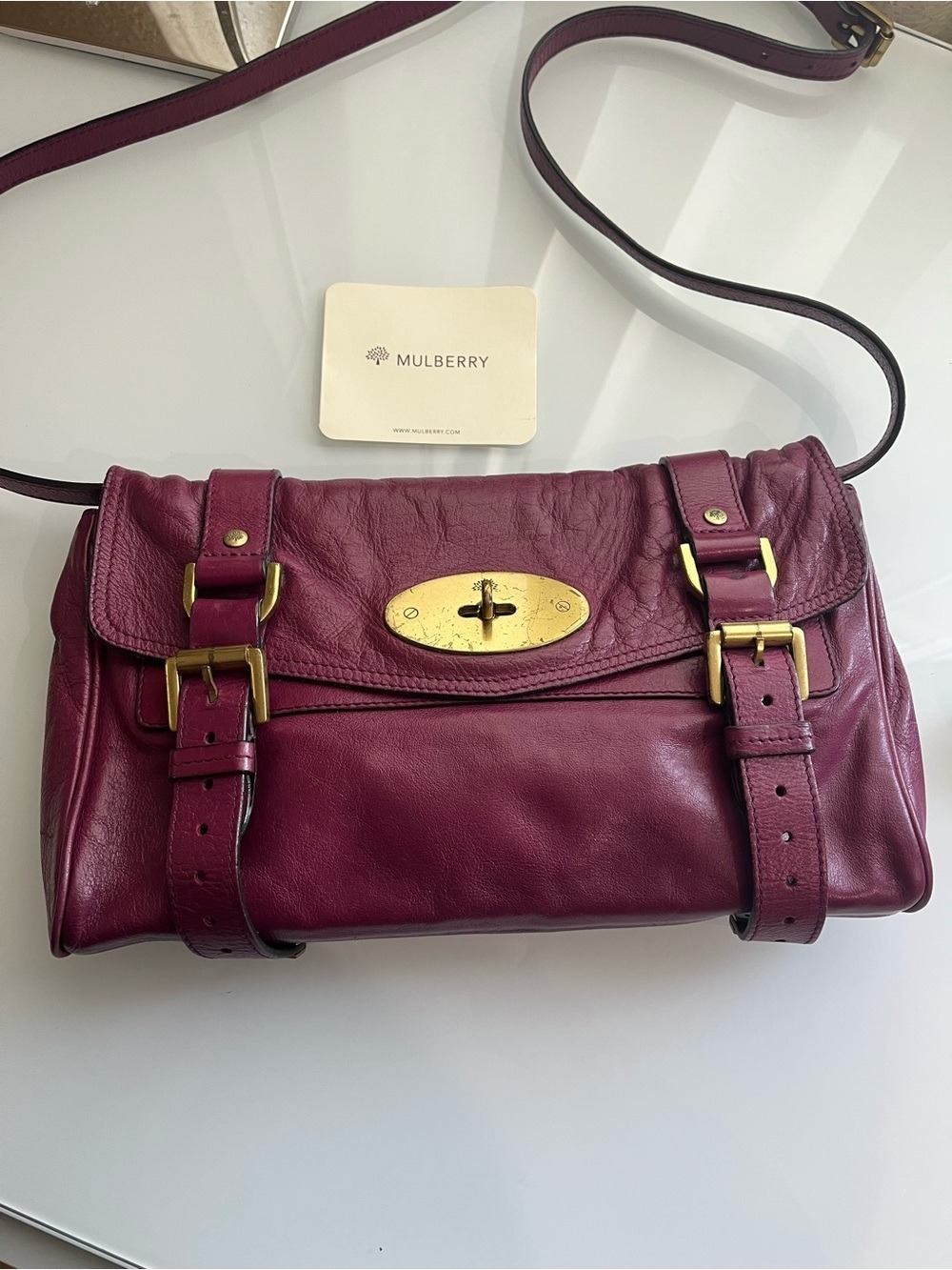 MULBERRY RARE VINTAGE TRIM ALEXA IN BERRY LEATHER - Picture 16 of 16